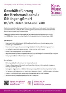 Stellenanzeige Geschäftsführung Kreismusikschule Göttingen