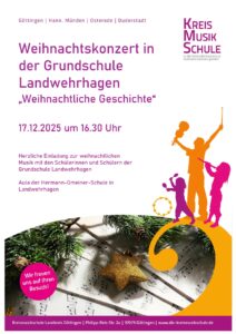 Plakat vom Weihnachtskonzert der Grundschule Landwehrhagen am 17.12.2025