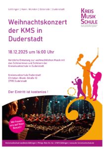 Veranstaltungsplakat vom Weihnachtskonzert 2025 der Kreismusikschule in Duderstadt