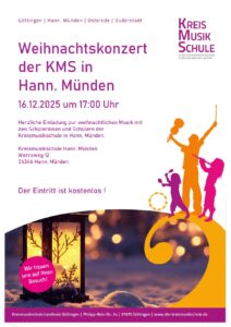 Veranstaltungsplakat Weihnachtskonzert der Kreismusikschule in Hann. Muenden